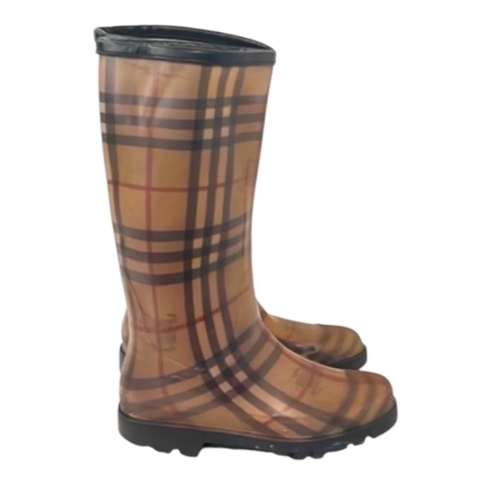 Authentic Burberry luxury designer signature tall waterproof rain boots Girls 4